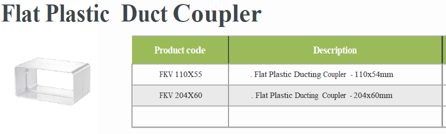 Flat Plastic Duct Coupler