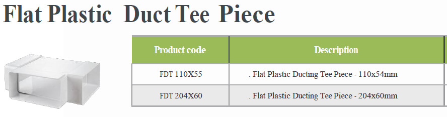 Flat Plastic Duct Tee Piece