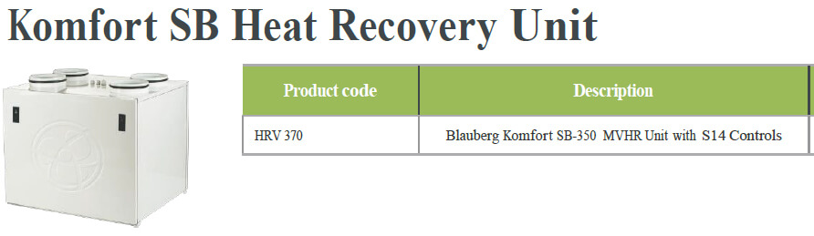 Komfort SB Heat Recovery Unit