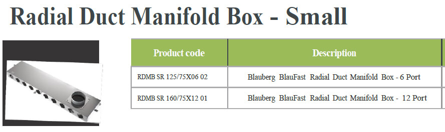 Radial Duct Manifold Box - Small